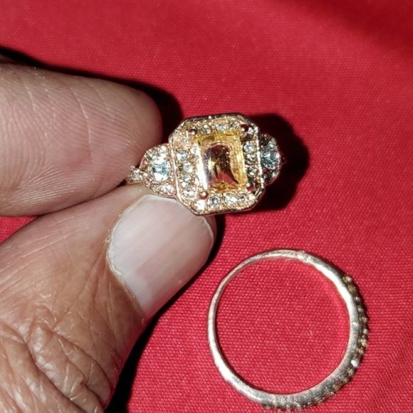 NEW 18K Rose Gold  Morganite 2 Piece Ring Set - Picture 12 of 13